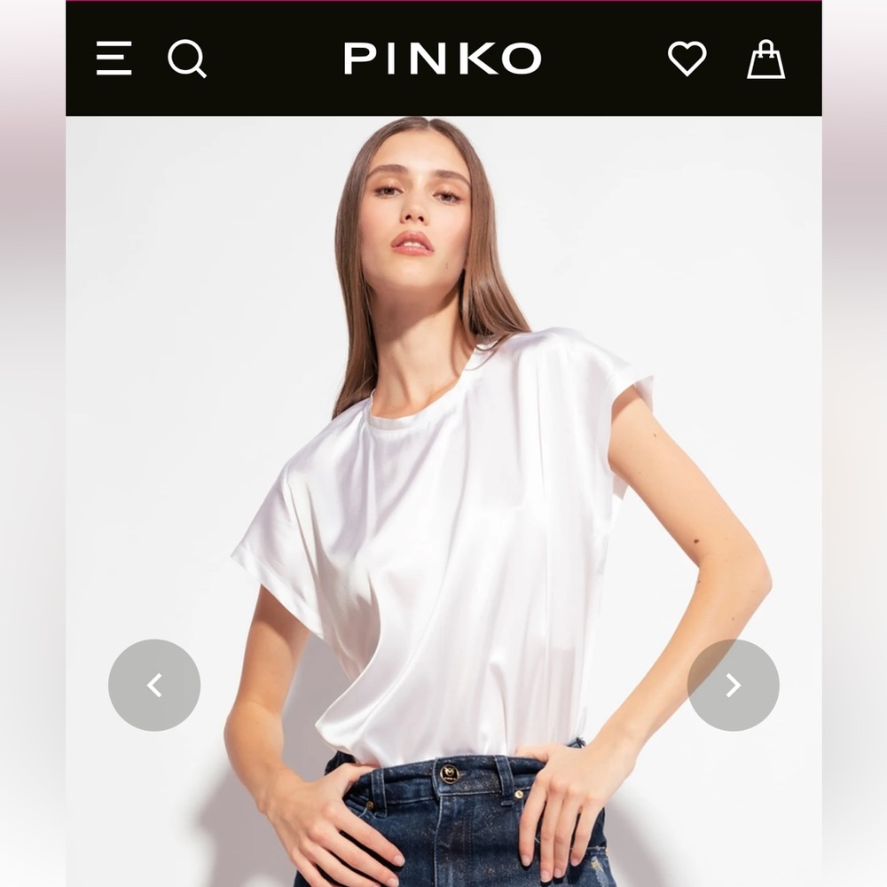 ❌ SOLD ❌ Pinko Stretch Satin Blouse, Bright White - Bright White Sz 38/ US 2
